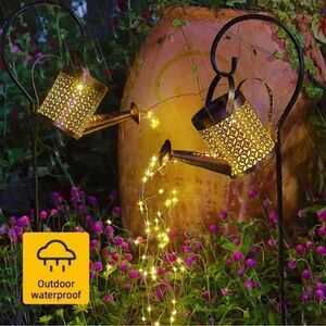 NEW! Little Solar Powered Pail with Lighted Water Stream Includes Hook Garden